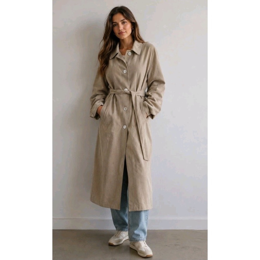 Hilary Radley Trench Coat Women 6  Long Maxi Duster Button Front Back Slit